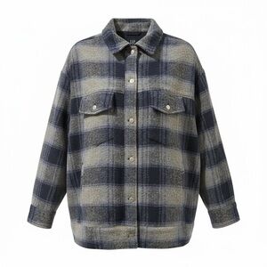 GAP Blue and Gray Plaid Utility Jacket